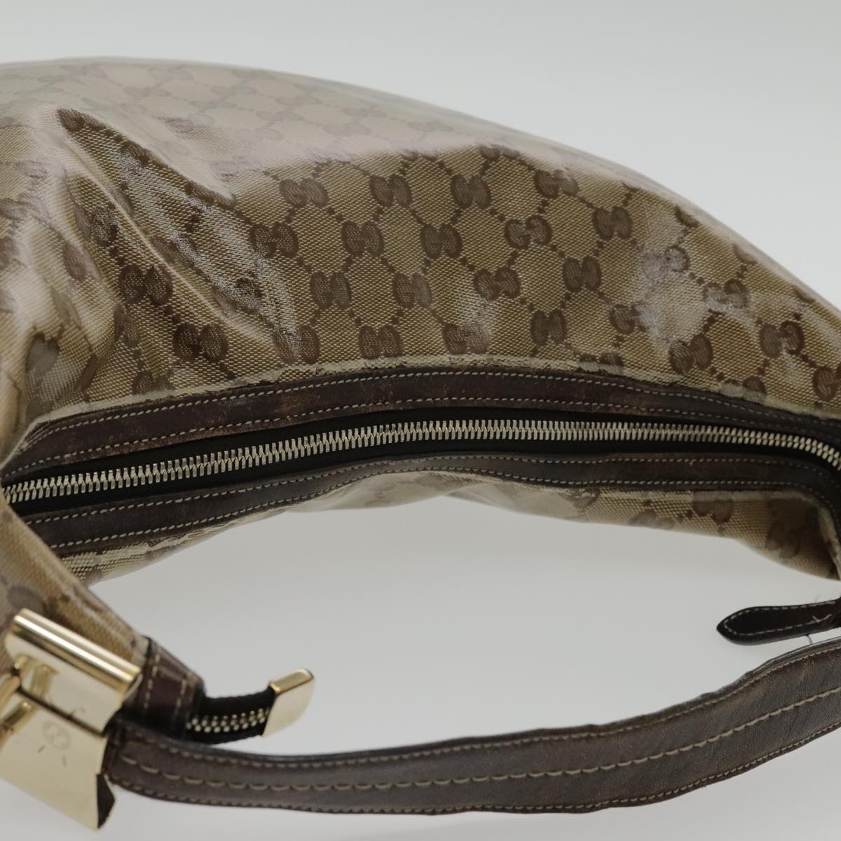 GUCCI GG Crystal Shoulder Bag Beige Gold 181492 Auth yk15562