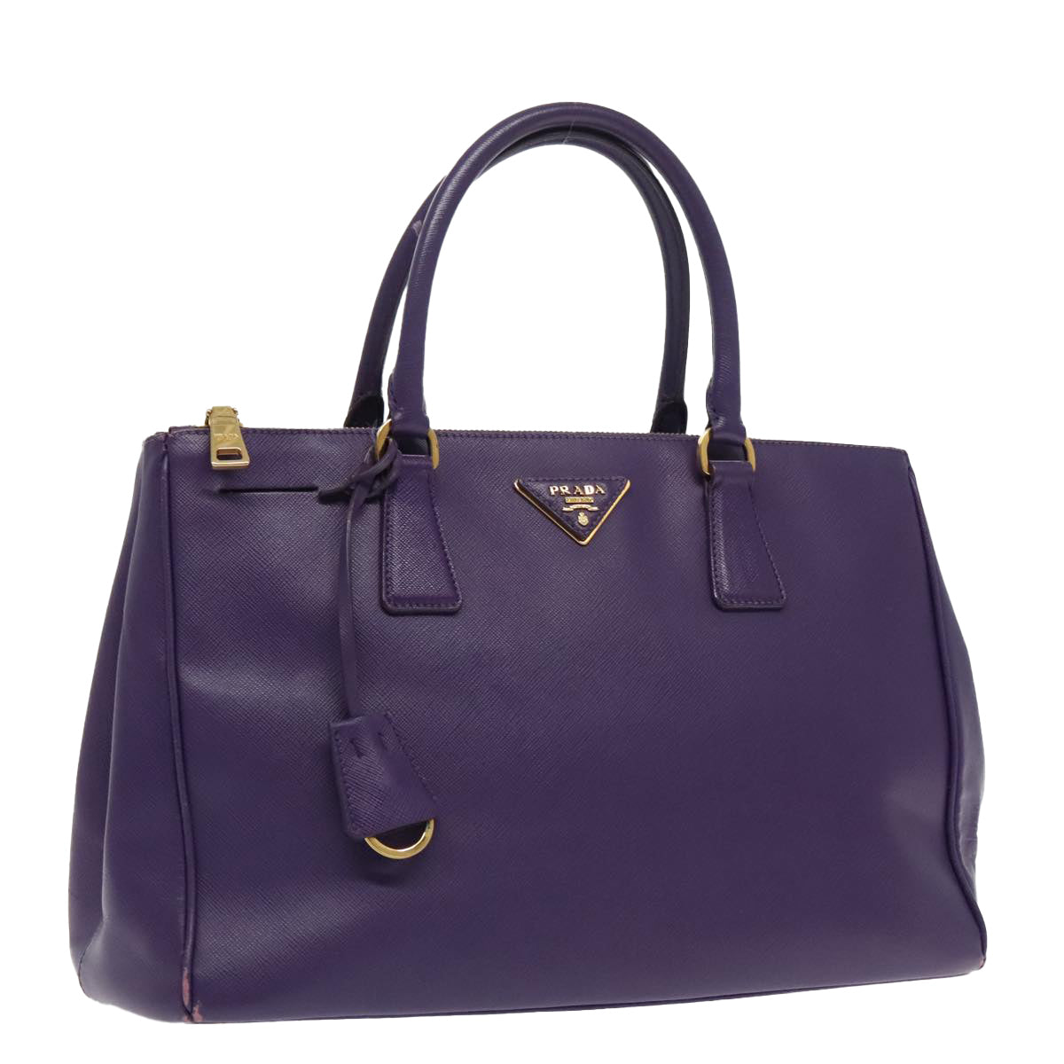 PRADA Galleria Hand Bag Safiano leather 2way Purple Gold Auth yk15579