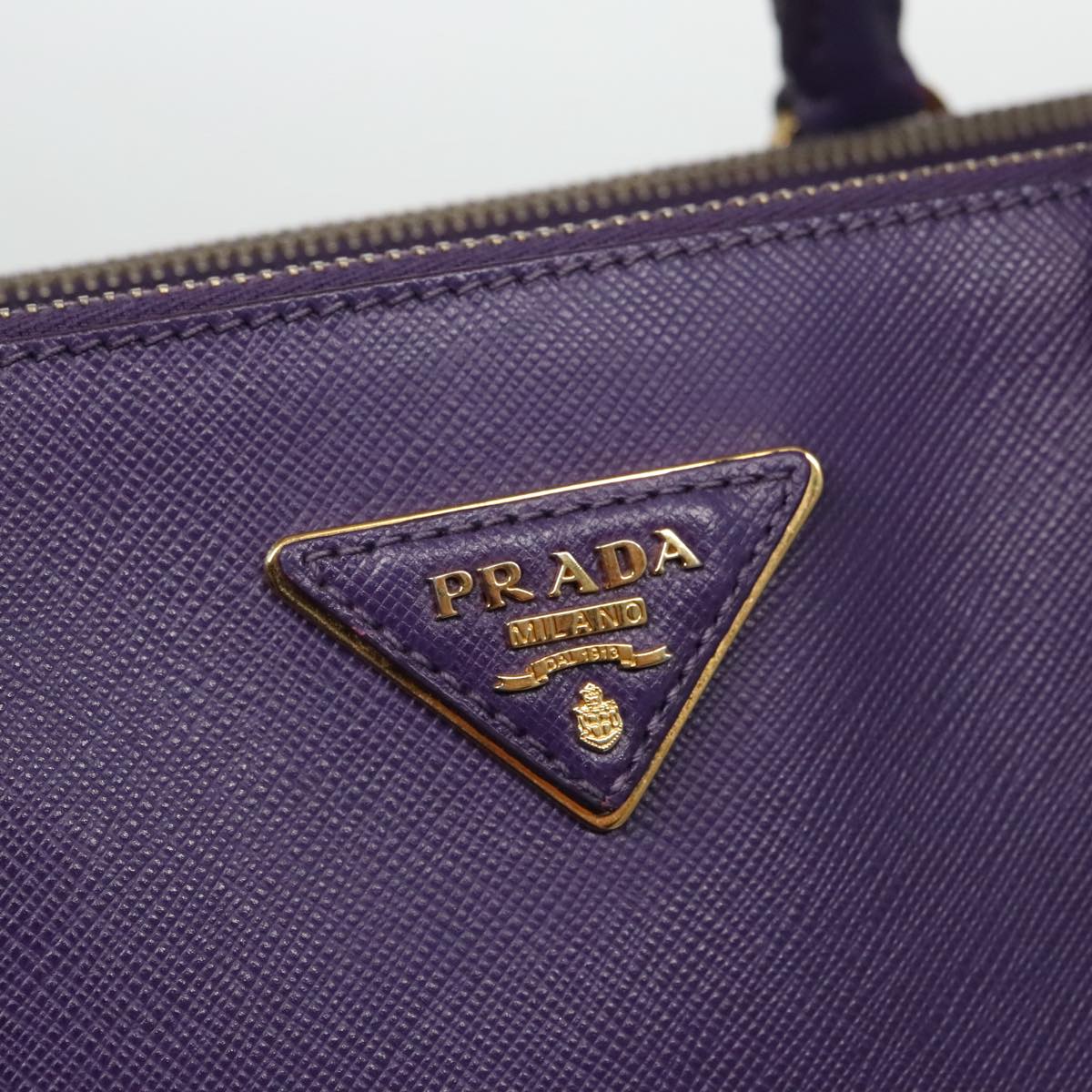 PRADA Galleria Hand Bag Safiano leather 2way Purple Gold Auth yk15579