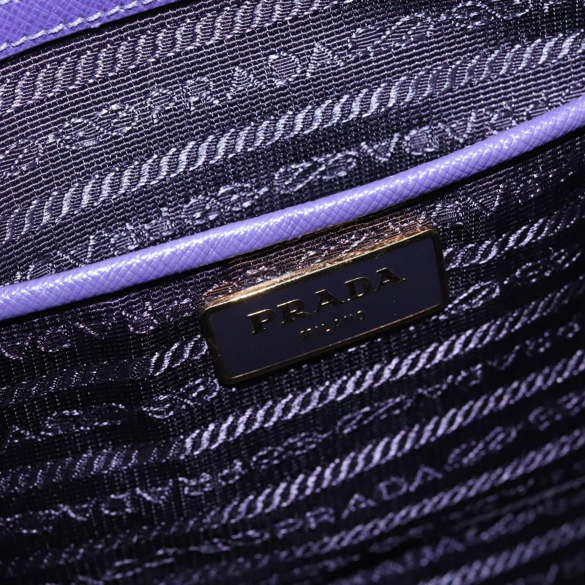 PRADA Galleria Hand Bag Safiano leather 2way Purple Gold Auth yk15579