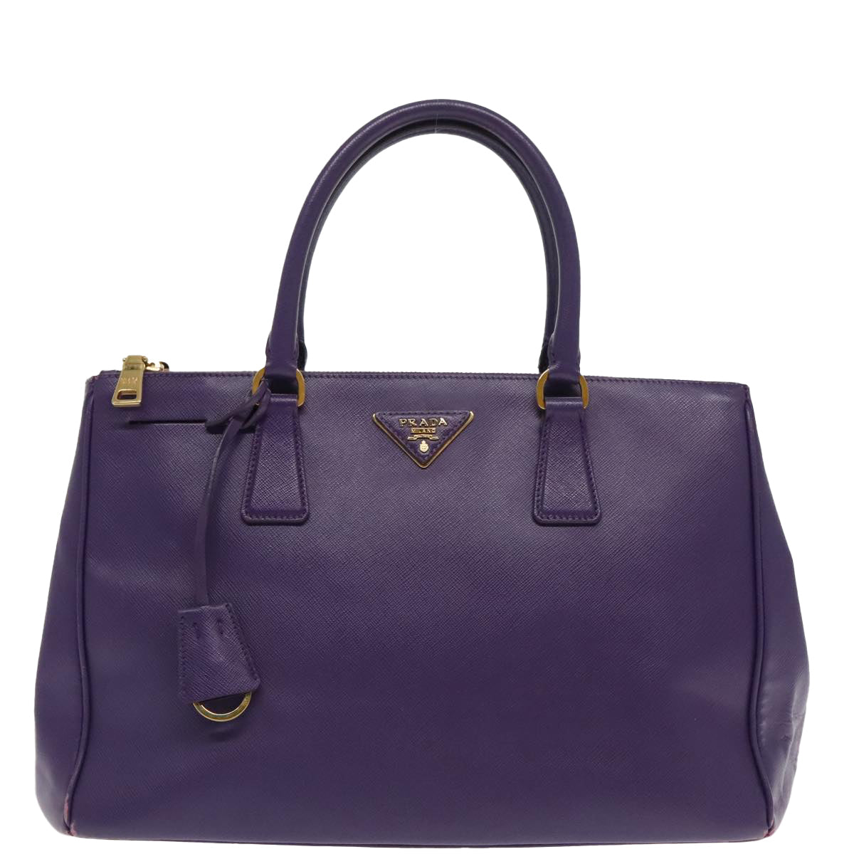 PRADA Galleria Hand Bag Safiano leather 2way Purple Gold Auth yk15579 - 0