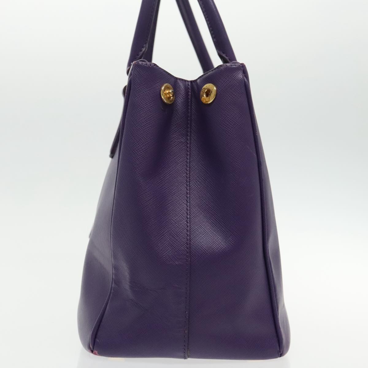 PRADA Galleria Hand Bag Safiano leather 2way Purple Gold Auth yk15579