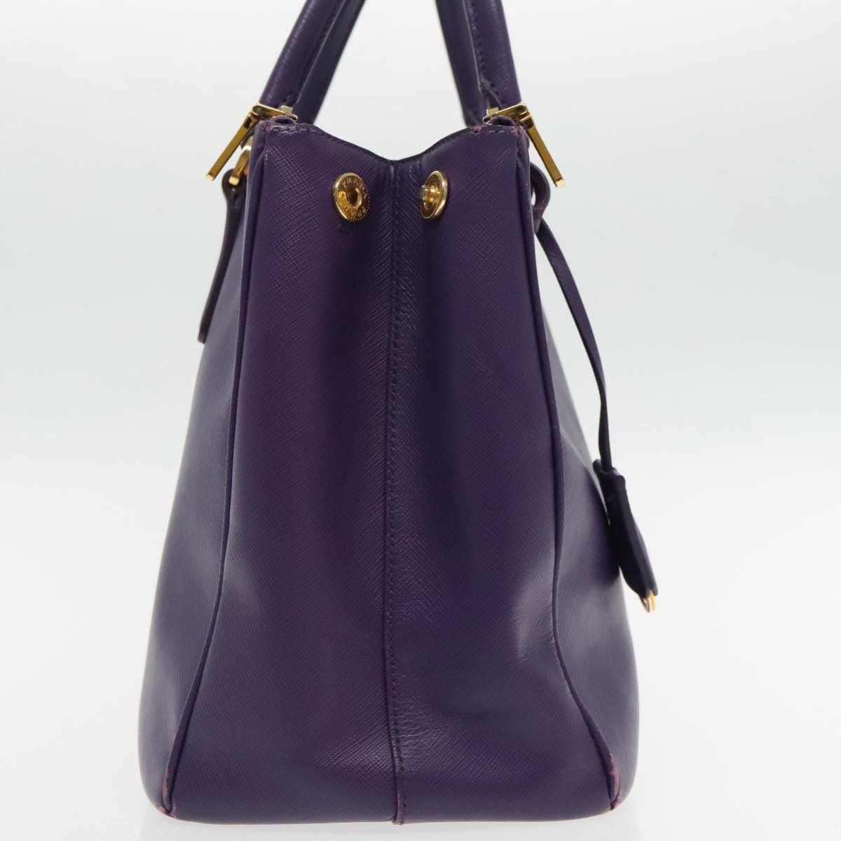 PRADA Galleria Hand Bag Safiano leather 2way Purple Gold Auth yk15579