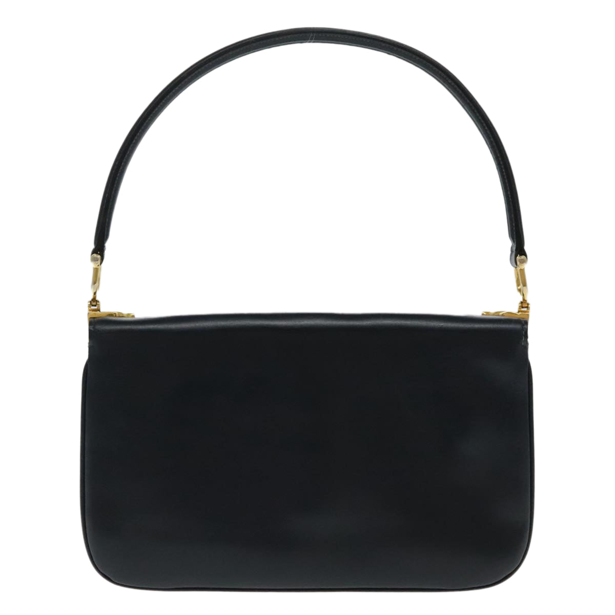 CELINE Horse Carriage Hand Bag Leather Navy Auth yk15581 - 0