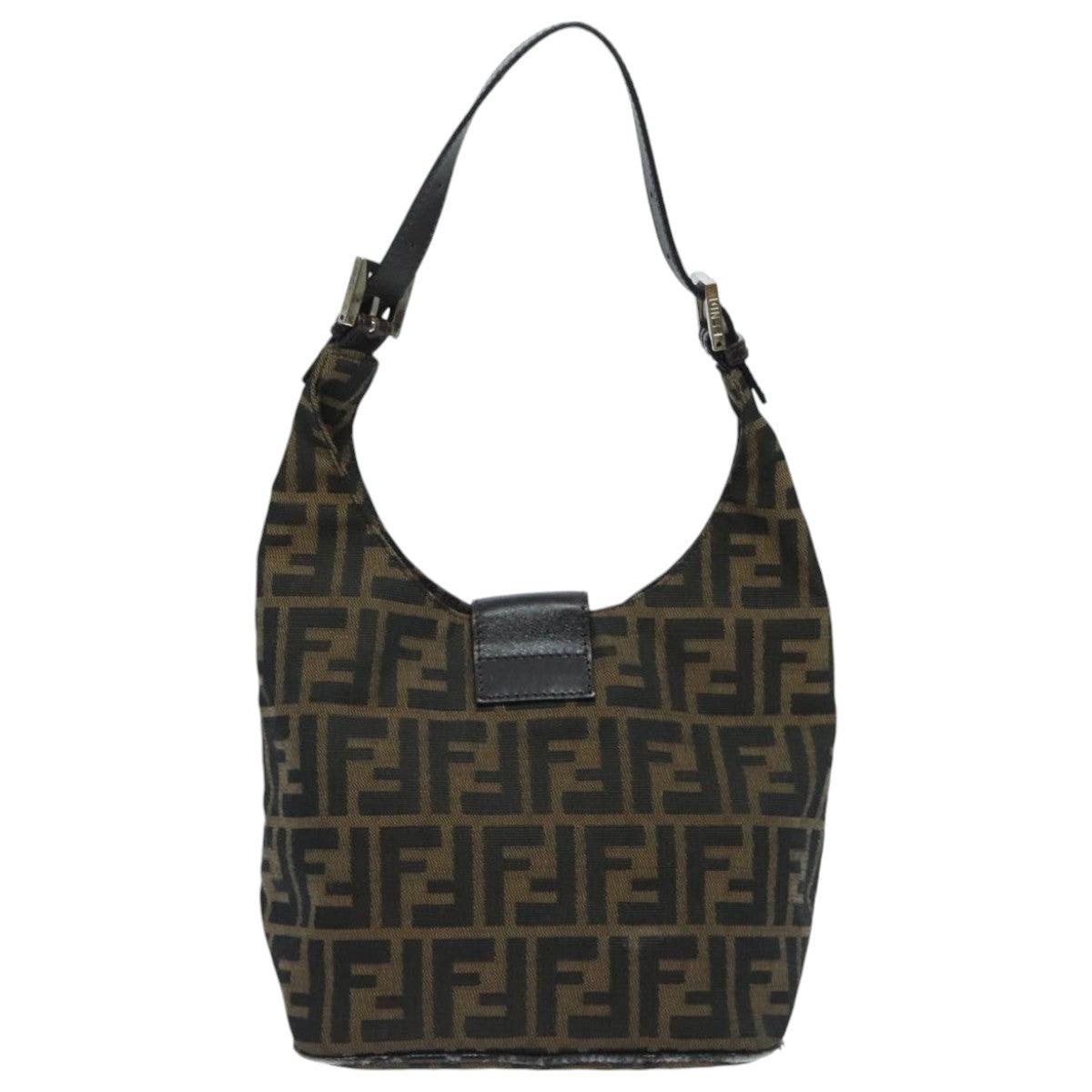 FENDI Zucca Canvas Mamma Baguette Shoulder Bag Brown Auth yk15584 - 0