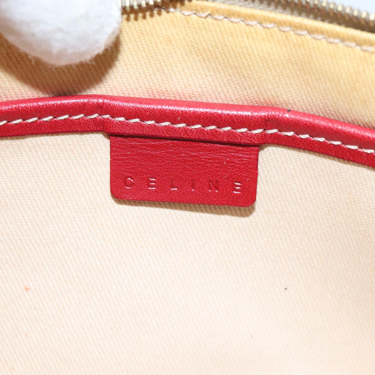 CELINE Macadam Canvas Accessory Pouch Coated Canvas Beige Red Auth yk15592