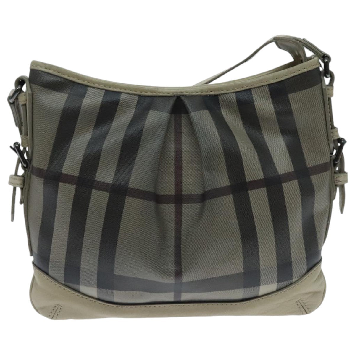 BURBERRY Nova Check Shoulder Bag Coated Canvas Beige Auth yk15593