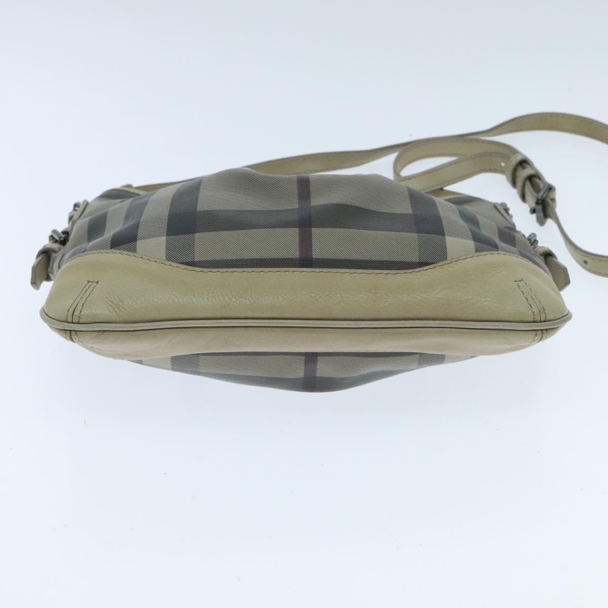 BURBERRY Nova Check Shoulder Bag Coated Canvas Beige Auth yk15593