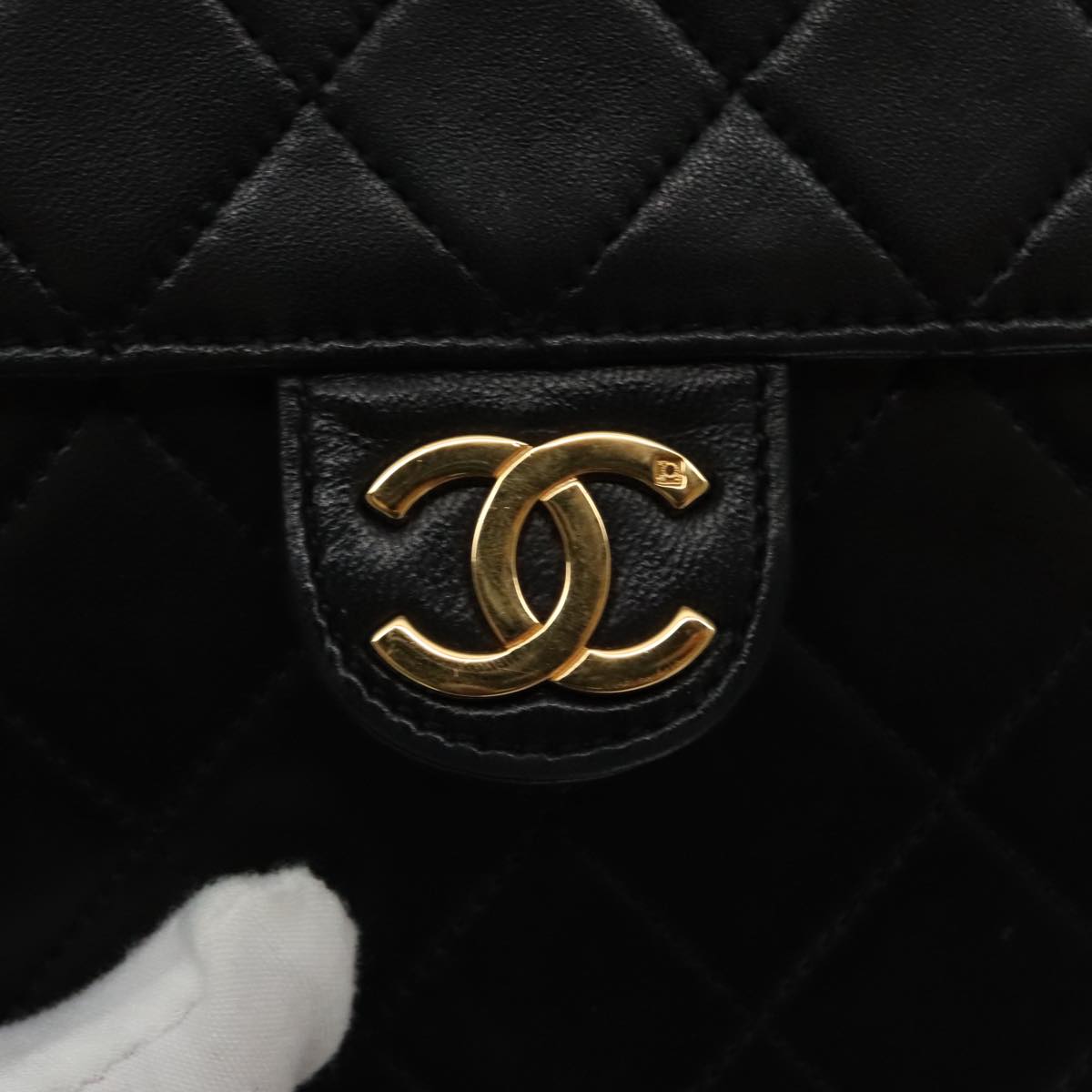 CHANEL Matelasse Chain Shoulder Bag Lamb Skin Black Gold CC Auth yk15607A