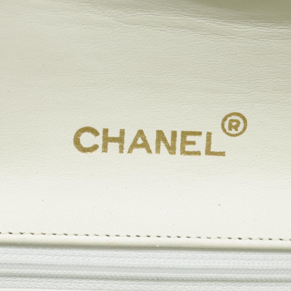 CHANEL Matelasse Big COCO Mark Chain Bag Lamb Skin White Gold CC Auth yk15609A