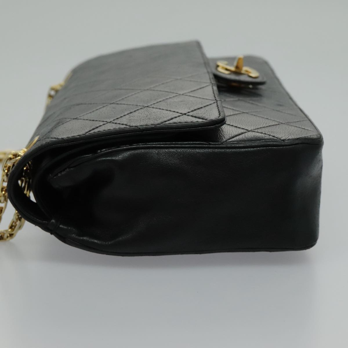 CHANEL Matelasse Chain Hand Bag Lamb Skin Vintage Black Gold CC Auth yk15613A