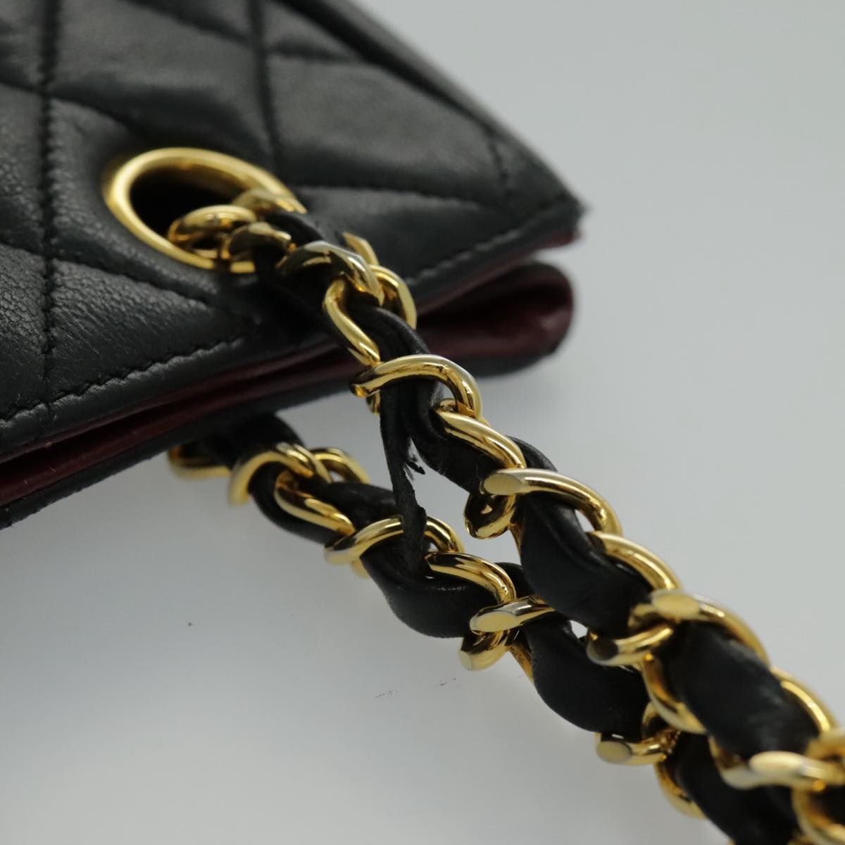 CHANEL Matelasse Chain Shoulder Bag Lamb Skin Black Gold CC Auth yk15615A