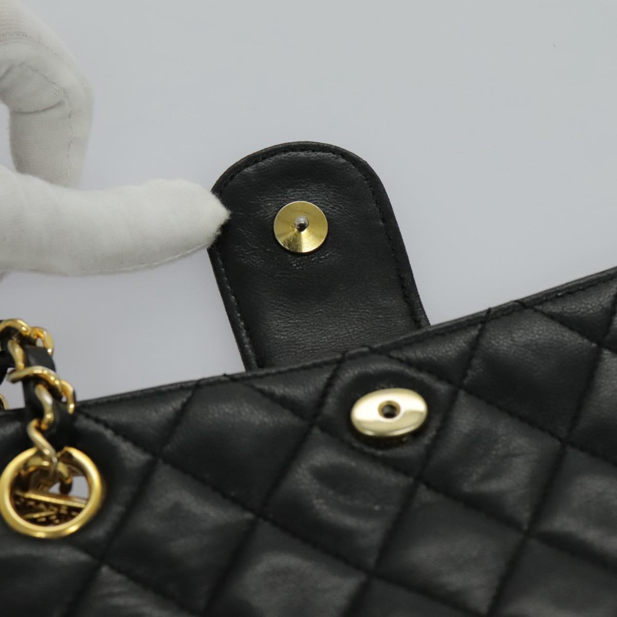 CHANEL Matelasse Chain Shoulder Bag Lamb Skin Black Gold CC Auth yk15615A