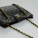 CHANEL Matelasse Chain Shoulder Bag Lamb Skin Black Gold CC Auth yk15615A-14