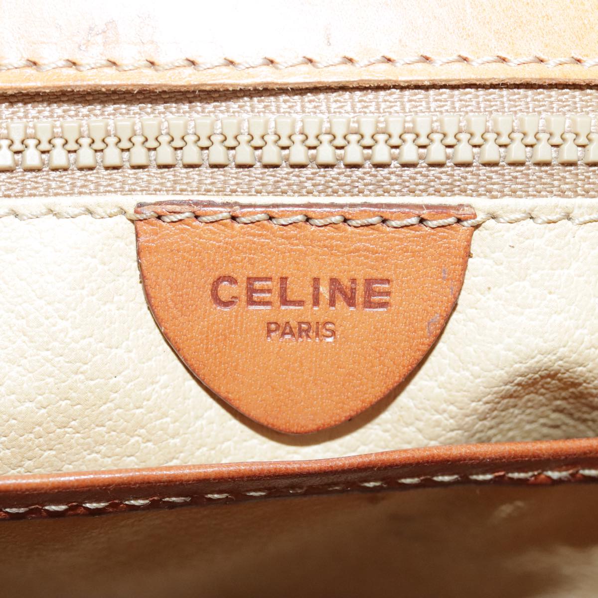 CELINE Macadam Canvas Hand Bag Coated Canvas Brown Auth yk15625