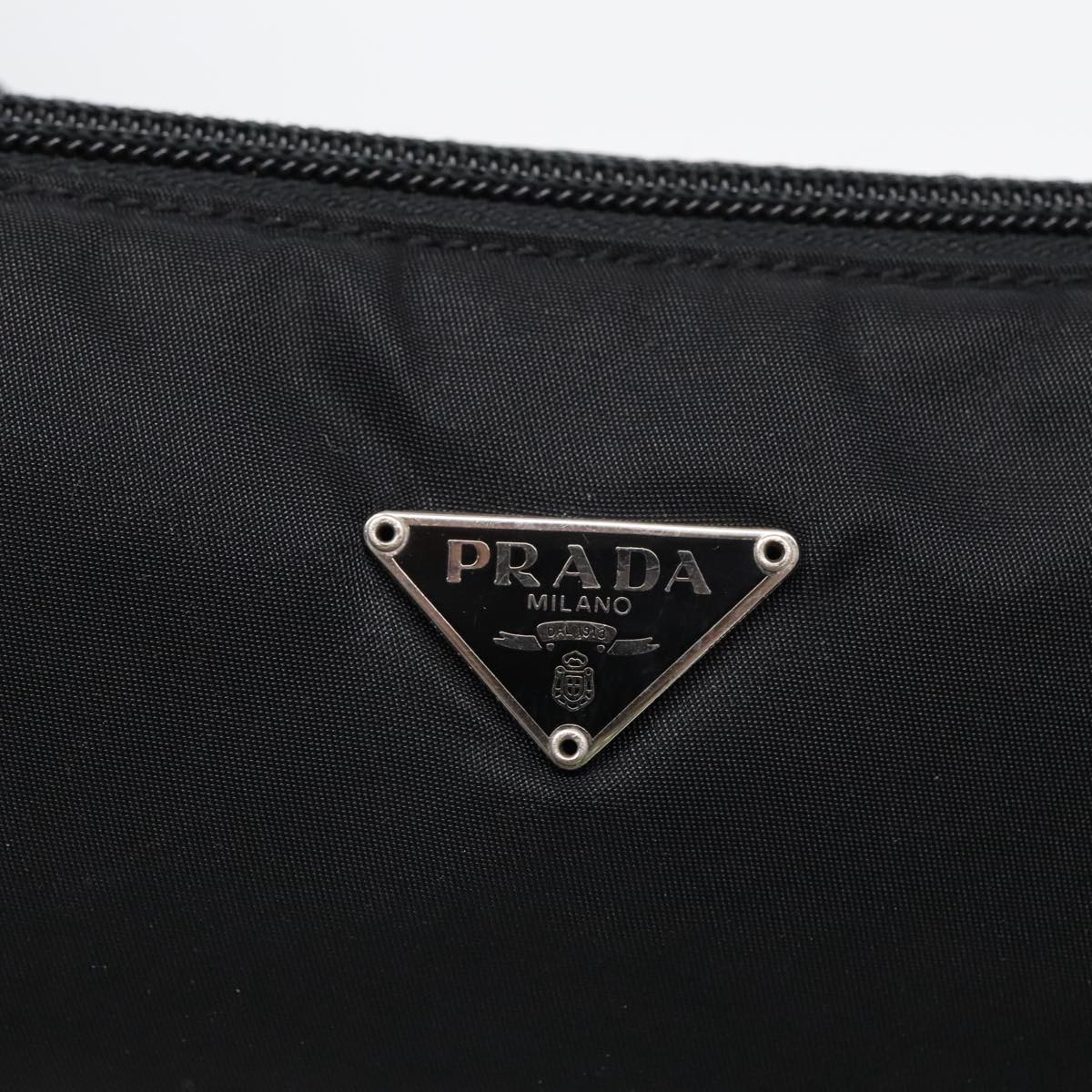 PRADA Accessory Pouch Nylon Black Silver Auth yk15630