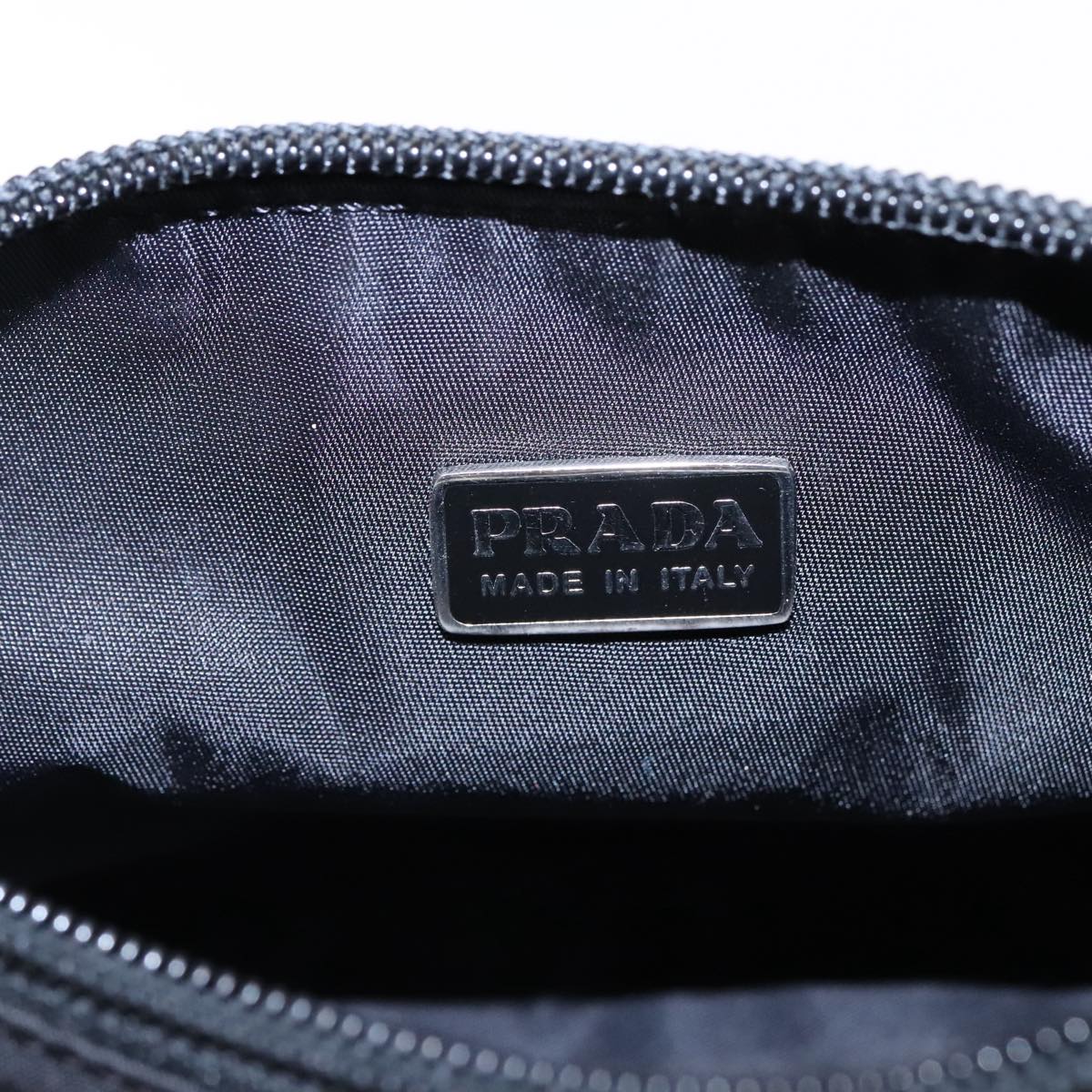 PRADA Accessory Pouch Nylon Black Silver Auth yk15630