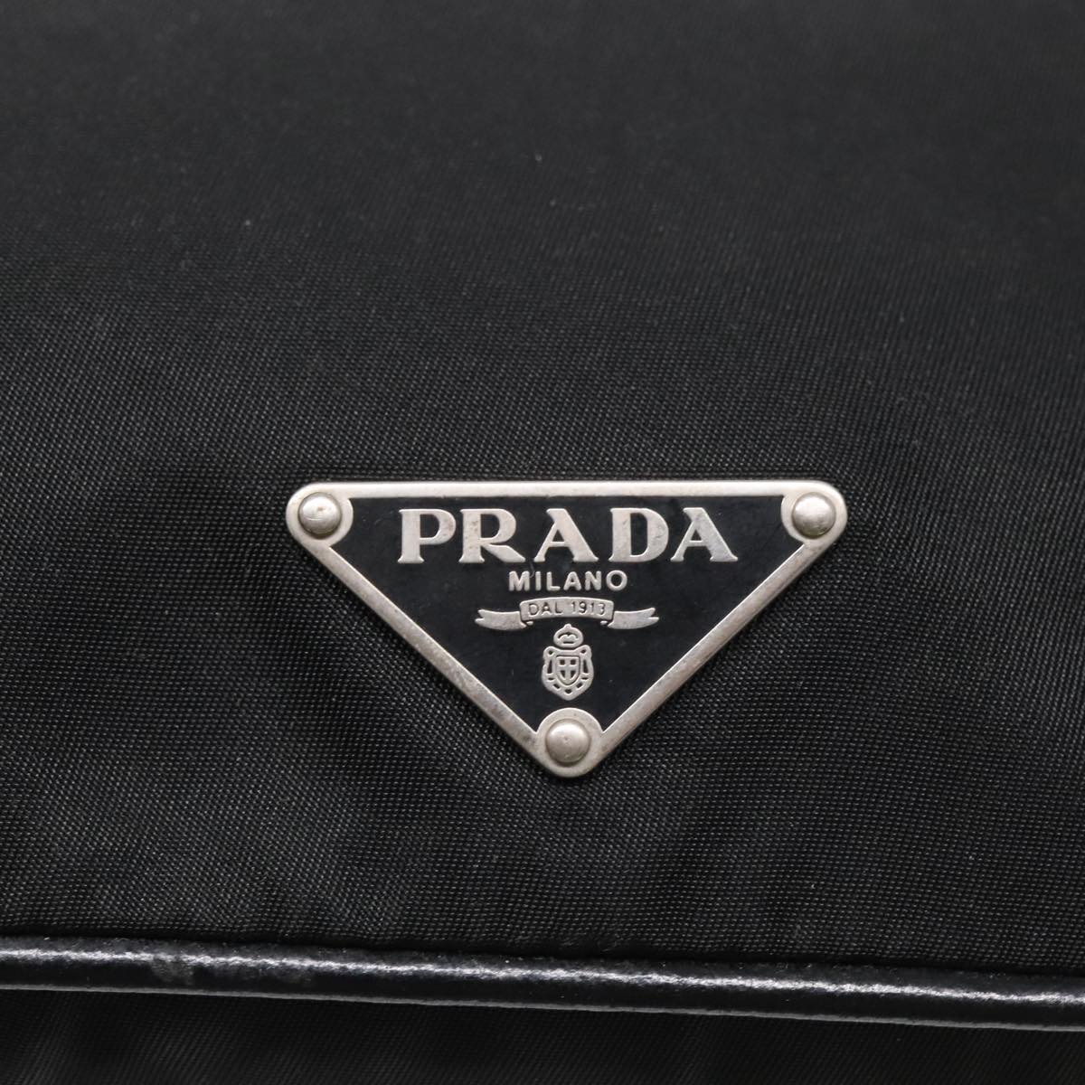 PRADA Hand Bag Nylon Black Silver Auth yk15631