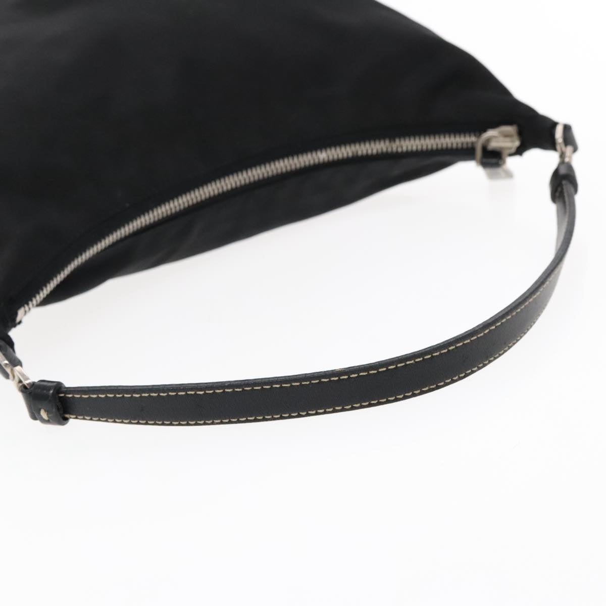 PRADA Hand Bag Nylon Black Silver Auth yk15631