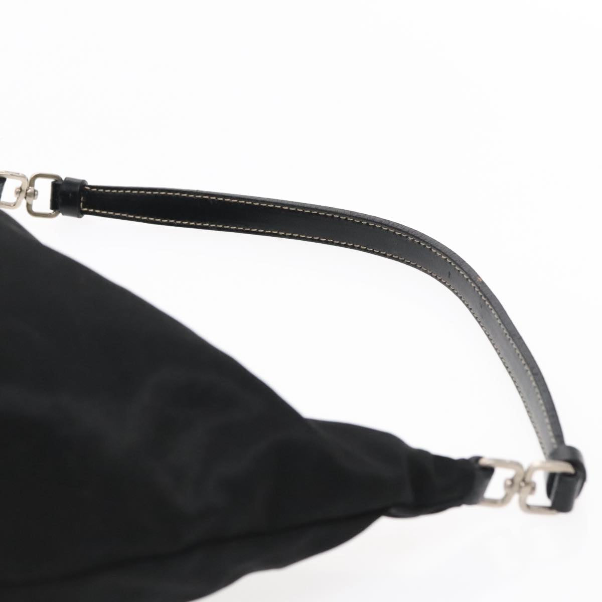 PRADA Hand Bag Nylon Black Silver Auth yk15631