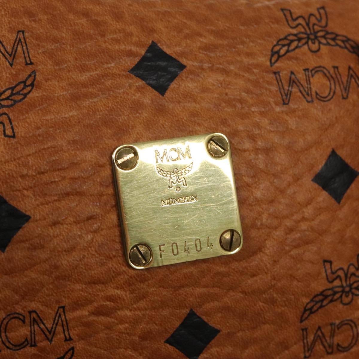 MCM Vicetos Logogram Hand Bag PVC Leather 2way Brown Gold Auth yk15632