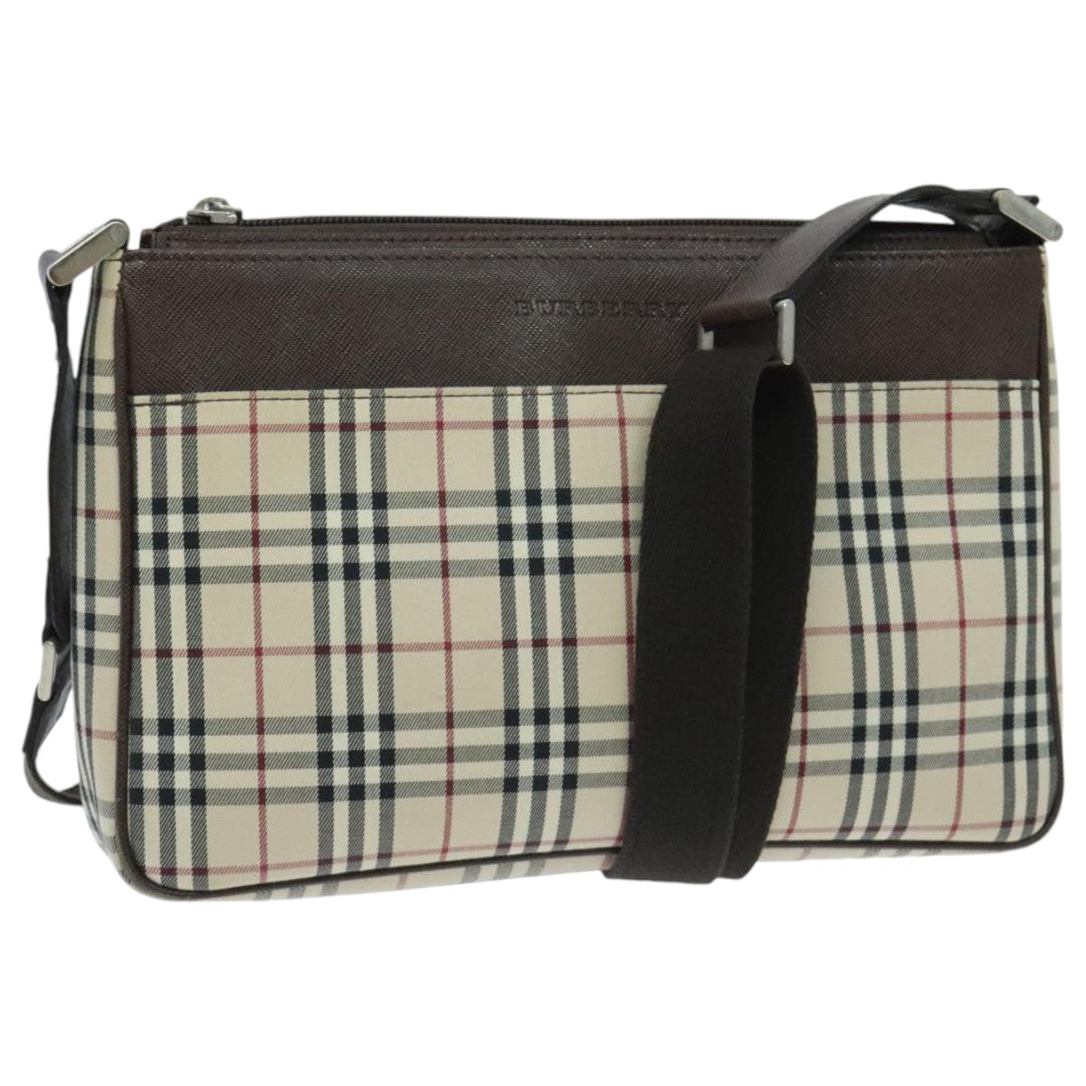 BURBERRY Nova Check Shoulder Bag Canvas Beige Auth yk15633