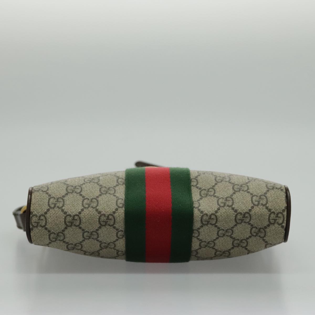 GUCCI GG Canvas Web Sherry Line Shoulder Bag PVC Beige Green Red Auth yk15655