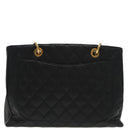 CHANEL Matelasse Chain Tote Bag Caviar Skin GST Black CC Auth yk15656A-2
