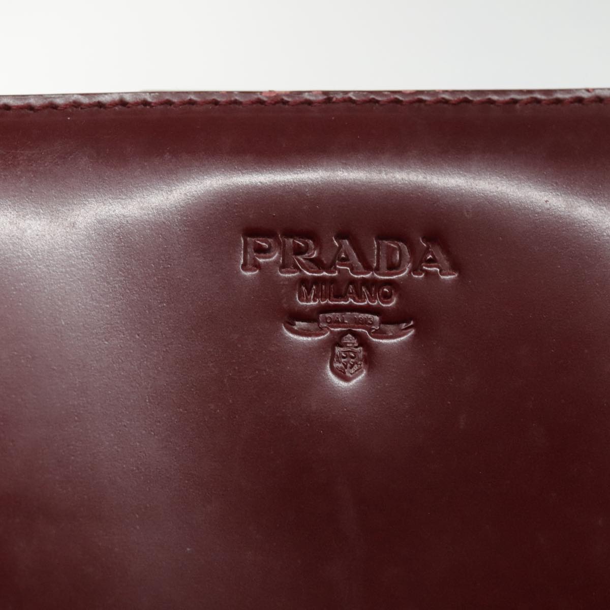 PRADA Hand Bag Leather Red Silver Auth yk15662