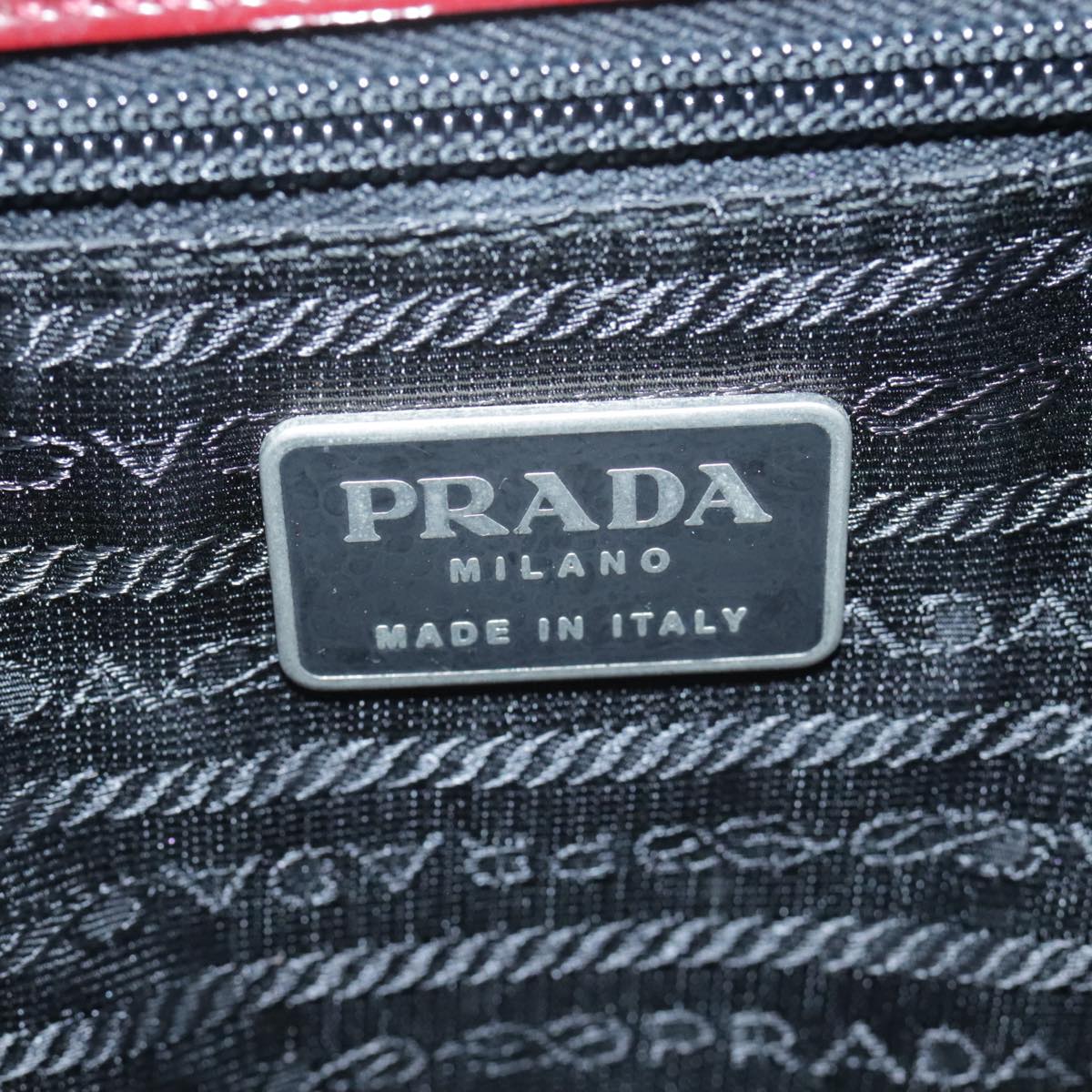 PRADA Hand Bag Leather Red Silver Auth yk15662