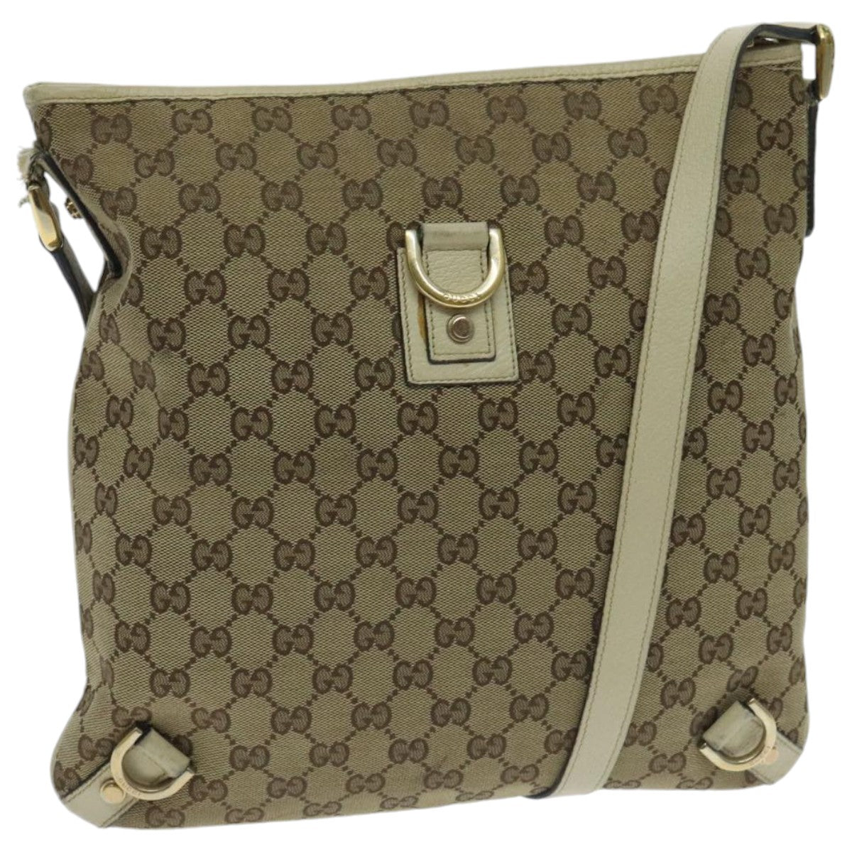 GUCCI GG Canvas Abbey Shoulder Bag Beige Auth yk15663