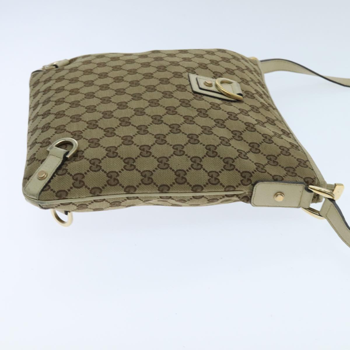 GUCCI GG Canvas Abbey Shoulder Bag Beige Auth yk15663