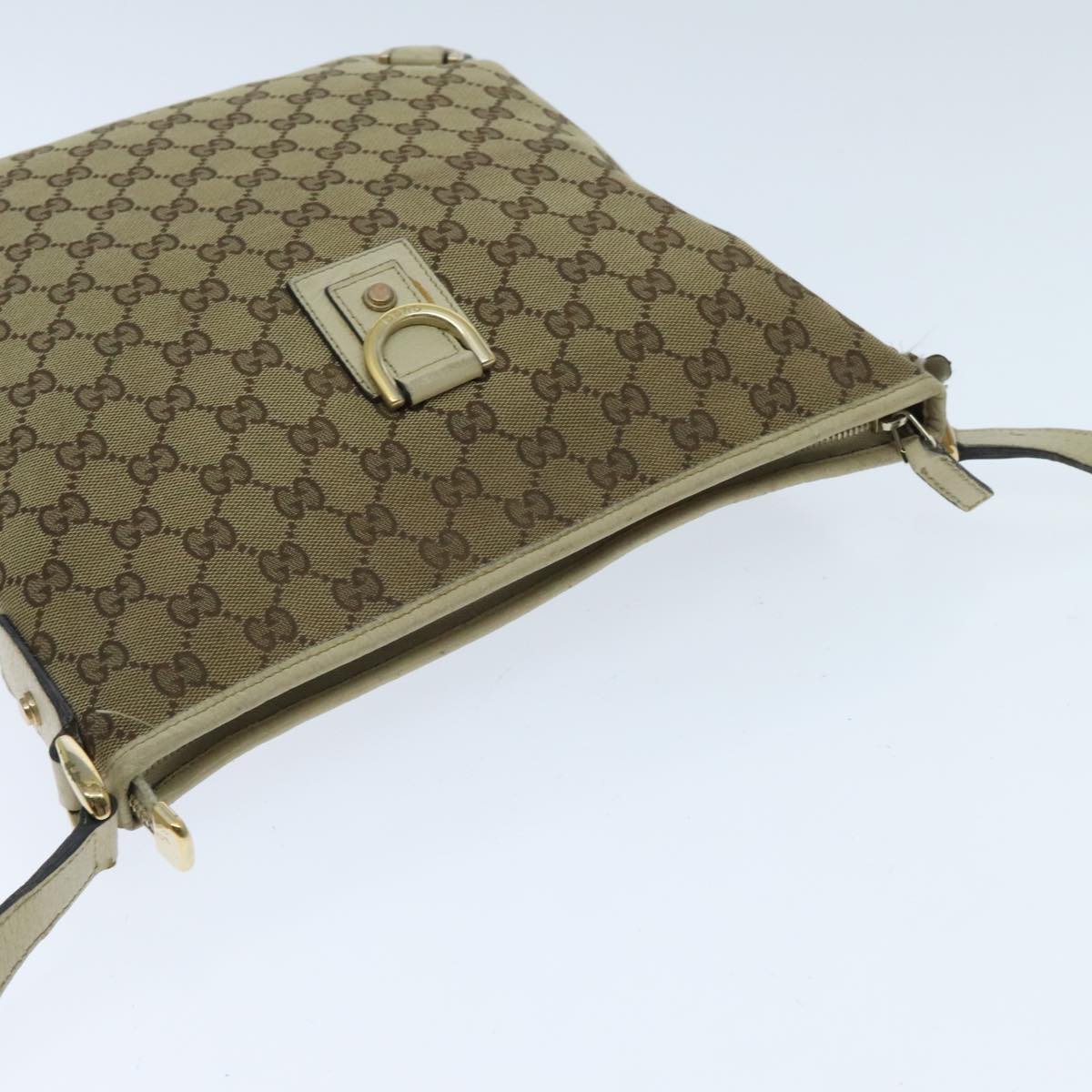 GUCCI GG Canvas Abbey Shoulder Bag Beige Auth yk15663