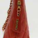 CHANEL Matelasse Chain Shoulder Bag Caviar Skin Orange Gold CC Auth yk15664A-17