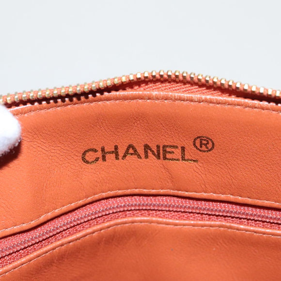 CHANEL Matelasse Chain Shoulder Bag Caviar Skin Orange Gold CC Auth yk15664A