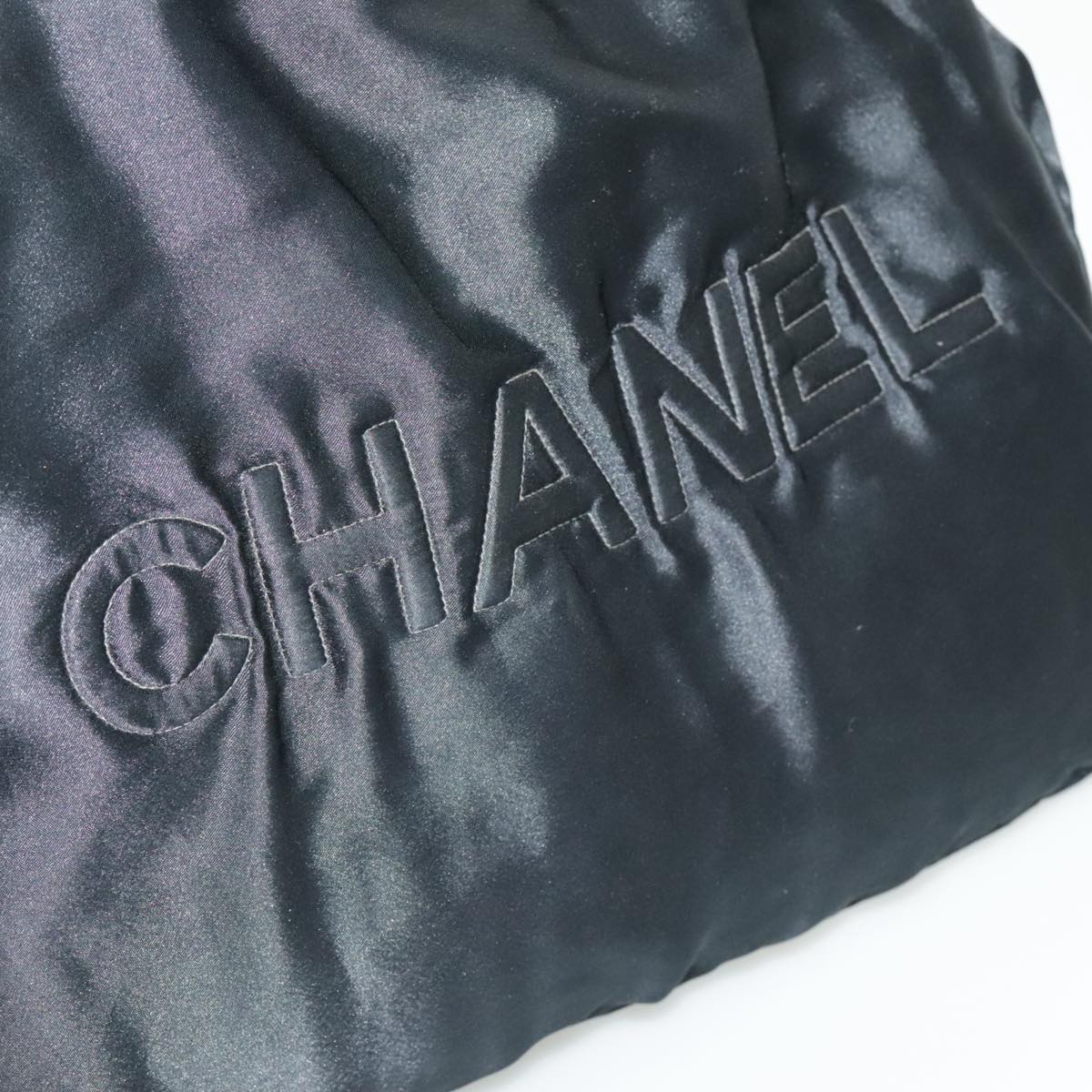 CHANEL COCO Mark Tote Bag Silk Black Gold CC Auth yk15672