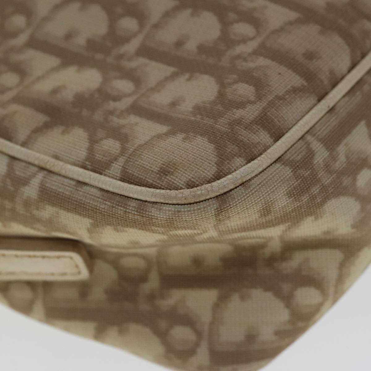 Christian Dior Trotter Canvas Flower Pattern Bag Beige Silver Auth yk15685