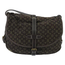 LOUIS VUITTON Monogram Mini Lin Saumur PM Bag Brown Ebene M95227 LV Auth yk15698-2