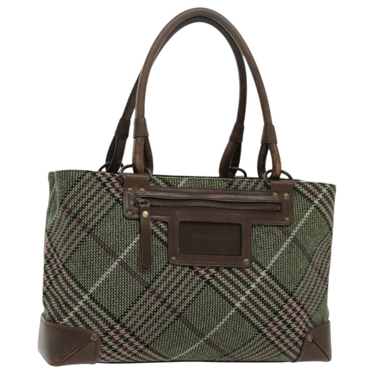 BURBERRY Tote Bag Wool Green Auth yk15702