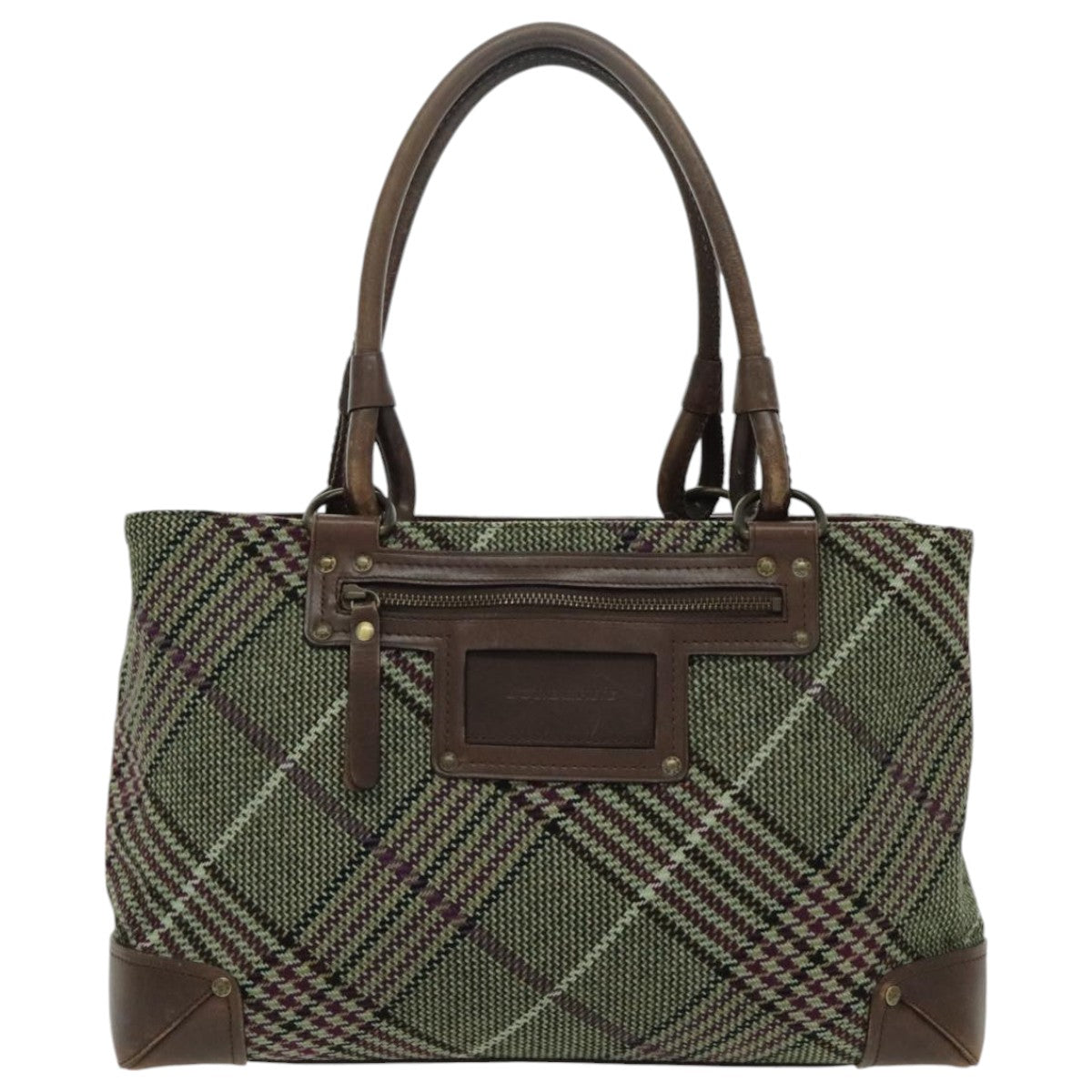 BURBERRY Tote Bag Wool Green Auth yk15702