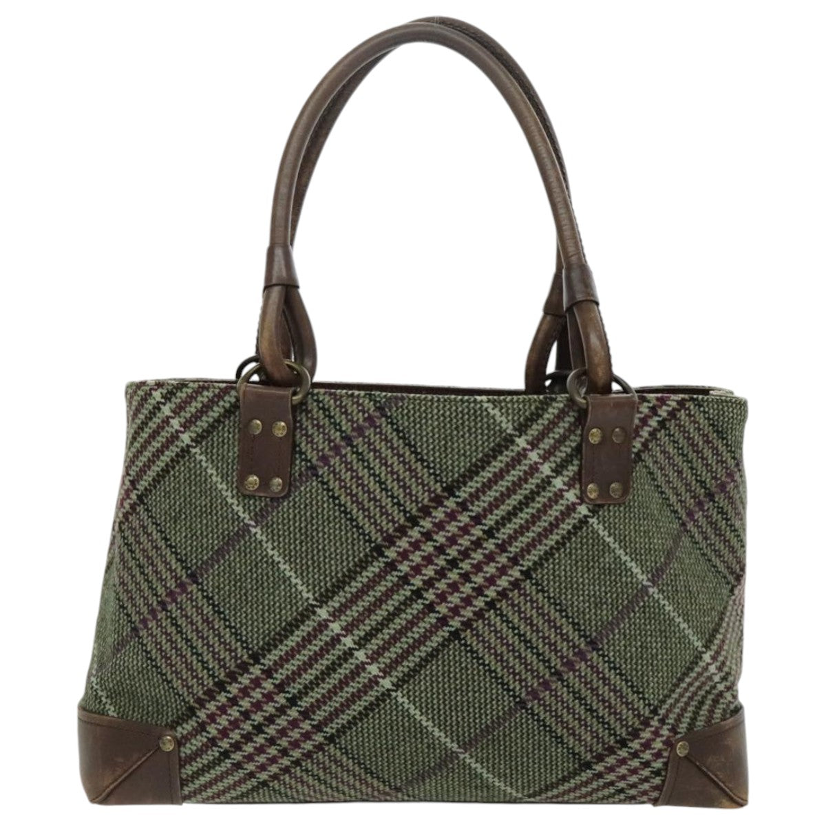 BURBERRY Tote Bag Wool Green Auth yk15702 - 0