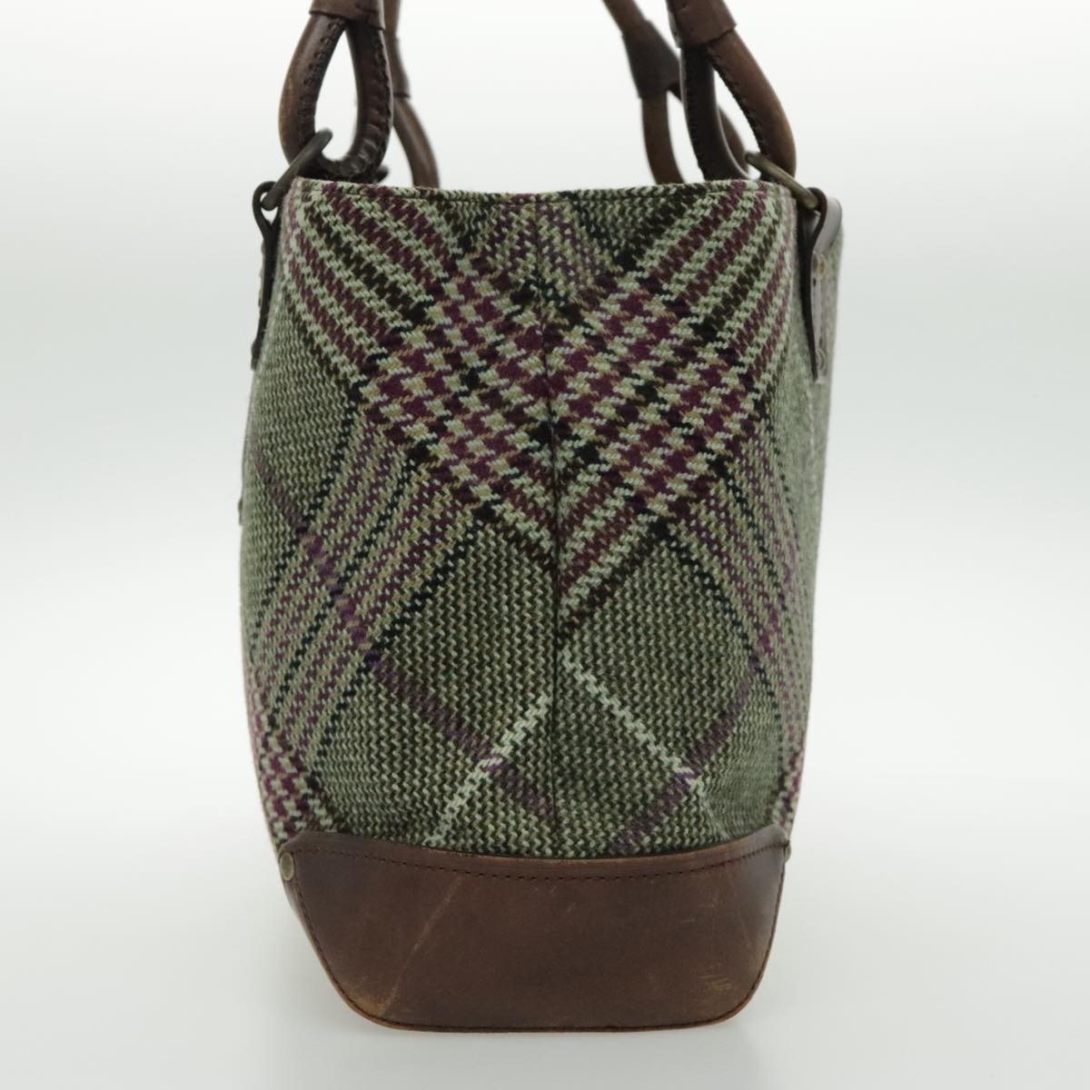 BURBERRY Tote Bag Wool Green Auth yk15702