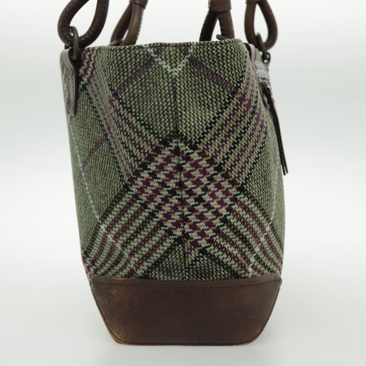 BURBERRY Tote Bag Wool Green Auth yk15702