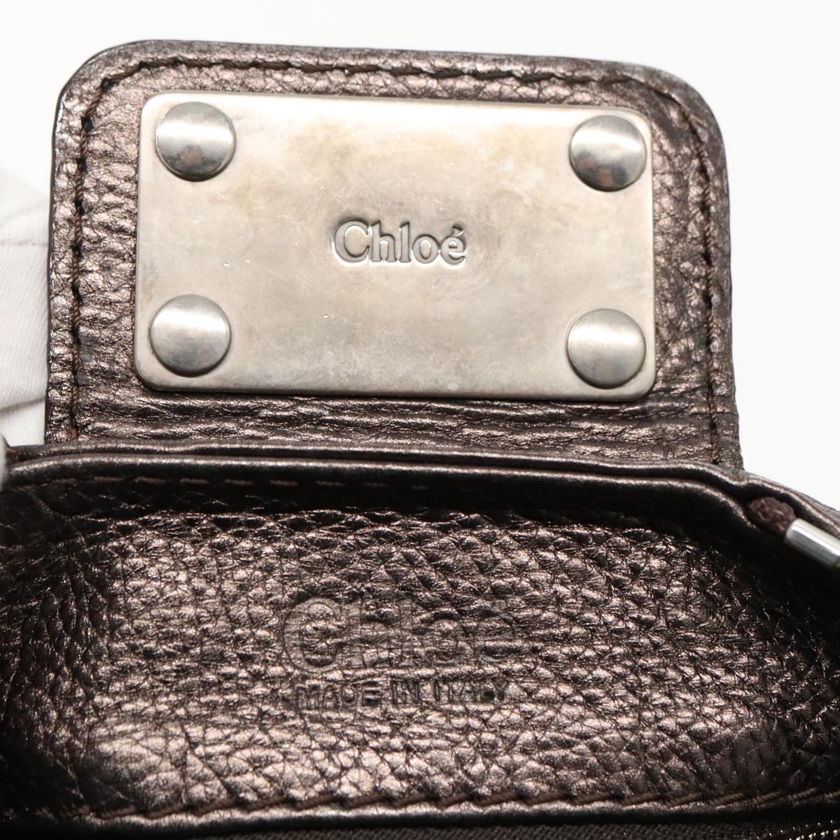 Chloe Paddington Hand Bag Leather Silver tone Auth yk15710