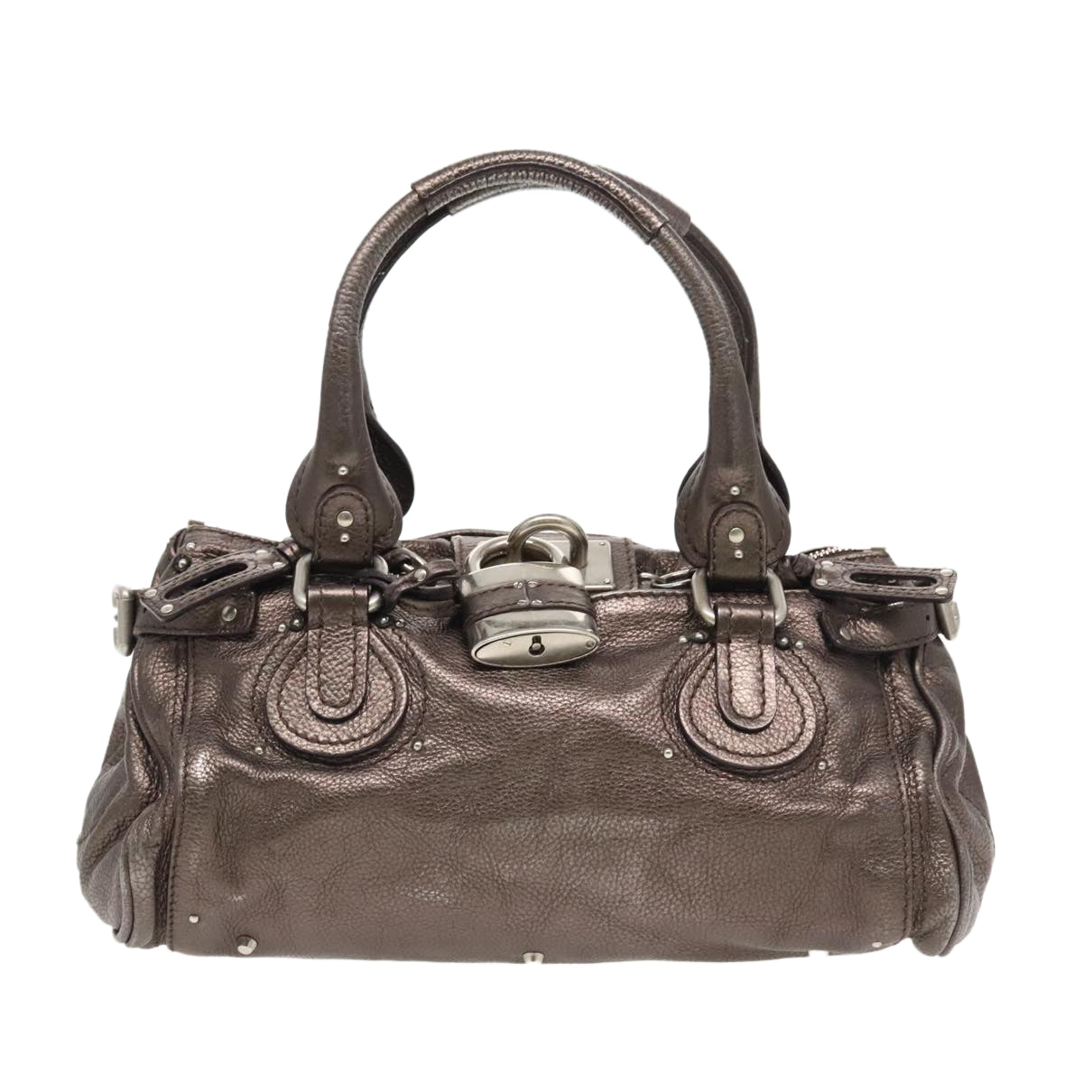 Chloe Paddington Hand Bag Leather Silver tone Auth yk15710