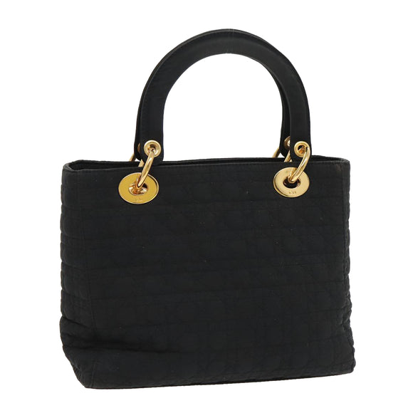 Christian Dior Canage Handtasche Nylon Schwarz Gold Auth yk15712