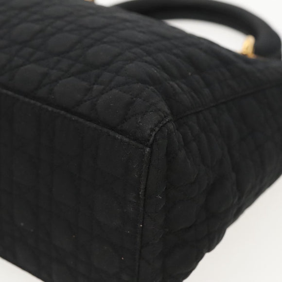 Christian Dior Canage Handtasche Nylon Schwarz Gold Auth yk15712