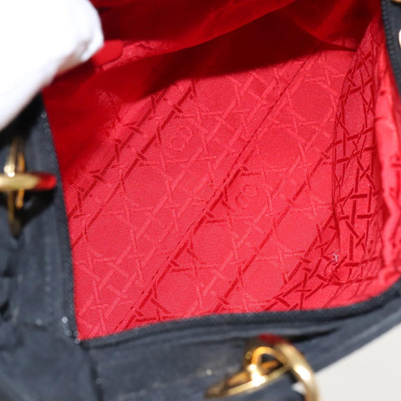 Christian Dior Canage Handtasche Nylon Schwarz Gold Auth yk15712