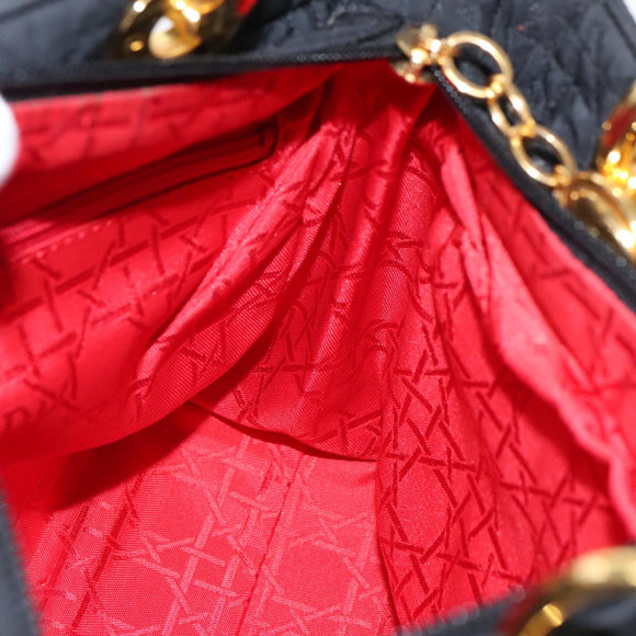 Christian Dior Canage Hand Bag Nylon Black Gold Auth yk15712