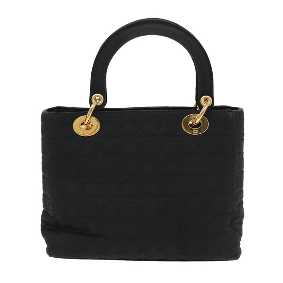 Christian Dior Canage Handtasche Nylon Schwarz Gold Auth yk15712